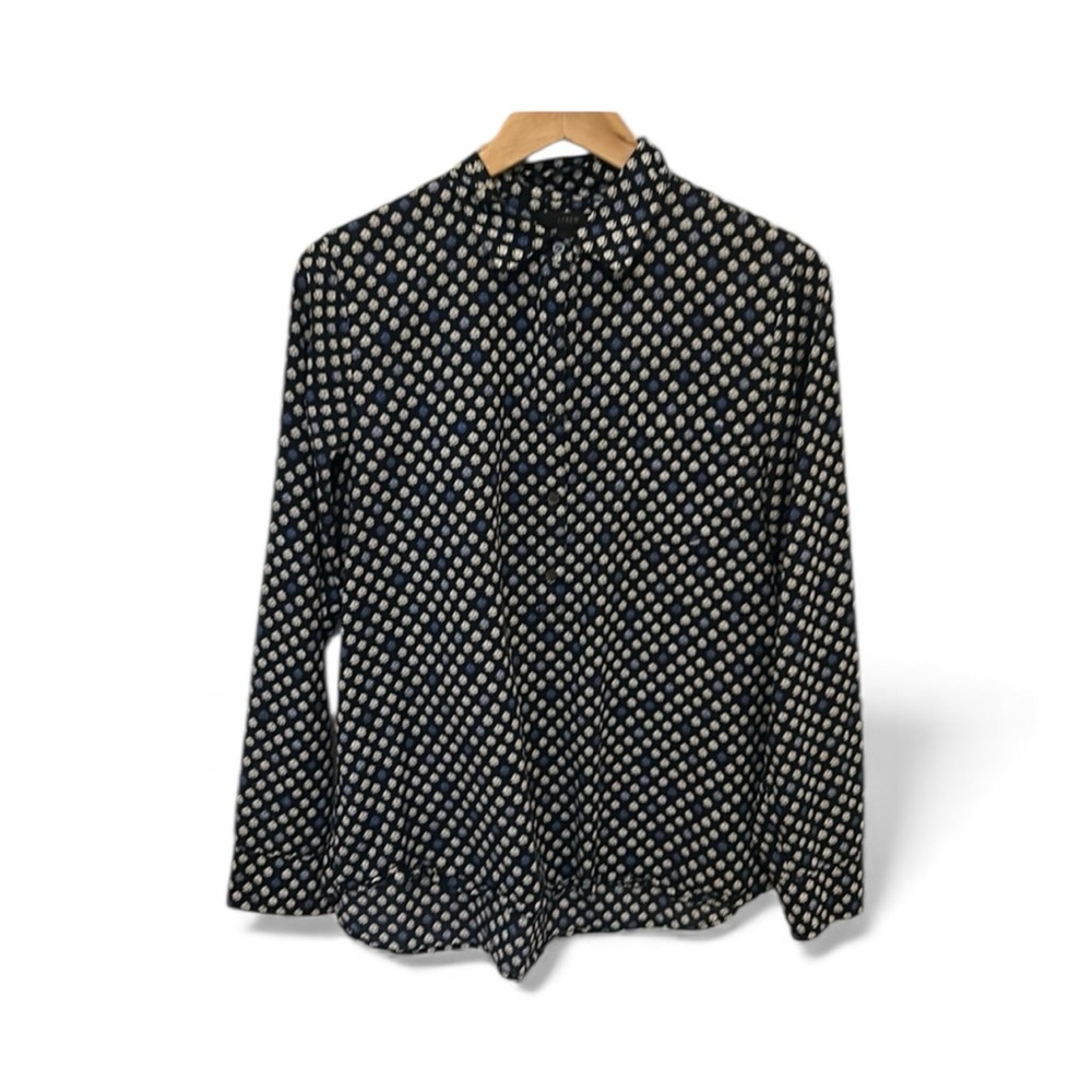 J. Crew Blue and White Flowered Button Down